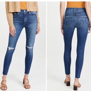 Mother High Waisted Looker Ankle Fray‎ Jeans Nature Tune Up Wash Sz 28